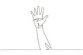 Single continuous line drawing hand count number five. Learn to count numbers.