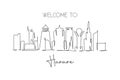 Single continuous line drawing of Harare city skyline, Zimbabwe. Famous city scraper landscape home decor wall art poster print. Royalty Free Stock Photo