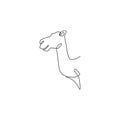 Single continuous line drawing of head desert Arabic camel for logo identity. Cute dromedary mammal animal concept for national Royalty Free Stock Photo