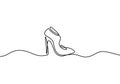 Single continuous line drawing of highheel shoe. Elegant woman fashion shoes isolated on white background vector illustration. Royalty Free Stock Photo