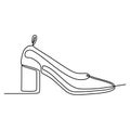 Single continuous line drawing of highheel shoe for woman fashion isolated on white background  illustration Royalty Free Stock Photo