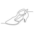 Single continuous line drawing of highheel shoe for woman fashion isolated on white background vector illustration Royalty Free Stock Photo