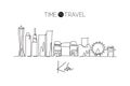 Single continuous line drawing of Kobe city skyline, Japan. Famous city scraper and landscape. World travel concept home art wall Royalty Free Stock Photo