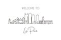 Single continuous line drawing of La Paz city skyline, Bolivia. Famous city scraper and landscape. World travel destination