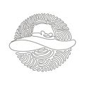 Single continuous line drawing ladies or women\'s hat icon. Fashion lady beach hat. Elements of beach holidays Royalty Free Stock Photo