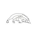 Single continuous line drawing of large anteater for logo identity. Insectivorous animal mascot concept for national conservation