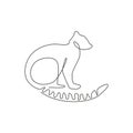 Single continuous line drawing of lovely adorable lemur for logo identity. Cute mammal animal mascot concept for pet lover club