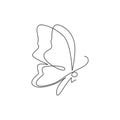 Single continuous line drawing of luxury butterfly for corporation logo identity. Beauty salon and healthcare company icon concept Royalty Free Stock Photo