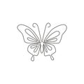 Single continuous line drawing of luxury butterfly for corporation logo identity. Beauty salon and healthcare company icon concept Royalty Free Stock Photo