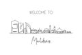 Single continuous line drawing Male skyline, Maldives. Famous city scraper landscape postcard print. World travel destination