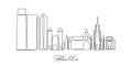 Single continuous line drawing of Medellin skyline, Colombia. Famous city scraper landscape. World travel home wall decor art