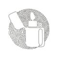 Single continuous line drawing metal lighter. Fire from lighter. Manual, gas lighter with burning flame in flat style. Swirl curl Royalty Free Stock Photo