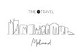 Single continuous line drawing Midland city skyline, Texas. Famous city scraper landscape. Beauty world travel home wall decor art