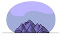 Single continuous line drawing of mountain range landscape. Web banner with mounts in simple linear style. Adventure winter sports