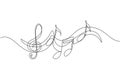 Single continuous line drawing music symbols. music note. Musical symbol in one linear minimalist style. Trendy abstract wave Royalty Free Stock Photo