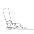 Single continuous line drawing of nail and shoes handyman. Home renovation service concept one line draw design illustration.