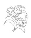 Single continuous line drawing nature portrait minimalist. Flower bouquet head concept. Beauty floral cosmetic salon abstract face