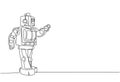 Single continuous line drawing of old retro classic iconic robot from 90s era. Vintage technology electronic toy concept one line