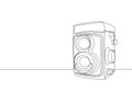 Single continuous line drawing of of old vintage analog twin lens camera medium format. Retro classic photography equipment Royalty Free Stock Photo