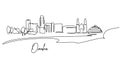 Single continuous line drawing of Omaha city skyline, Nebraska, United States. Famous city for wall decor print. World travel