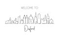 Single continuous line drawing Oxford skyline, England. Famous city scraper landscape gallery. World travel home wall decor art Royalty Free Stock Photo