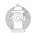 Single continuous line drawing red fire hydrant icon. Tool used by firefighters for extinguishing flames. Swirl curl circle Royalty Free Stock Photo