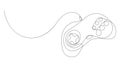 Single continuous line drawing of retro game controller. Gamepad one line art vector illustration. Royalty Free Stock Photo