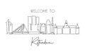 Single continuous line drawing of Rotterdam city skyline, Netherlands. Famous skyscraper landscape postcard. World travel wall Royalty Free Stock Photo