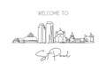 Single continuous line drawing Saint Paul city skyline, Minnesota. Famous city scraper landscape. World travel concept home wall