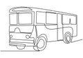 Single continuous line drawing of school bus. Regularly used to transport students. Back to school concept isolated on white