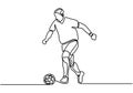 Single continuous line drawing of Soccer player. One hand drawn sketch vector illustration. Sport theme design Royalty Free Stock Photo