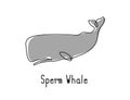 Single continuous line drawing of sperm whale for marine company logo identity Royalty Free Stock Photo