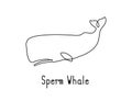 Single continuous line drawing of sperm whale for marine company logo identity Royalty Free Stock Photo