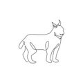 Single continuous line drawing of stout lynx cat for company logo identity. Bobcat mammal animal mascot concept for national