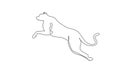 Single continuous line drawing strong cheetah is jumping for company logo identity. Wildcat animal mascot concept for national Royalty Free Stock Photo