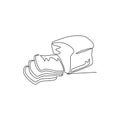 Single continuous line drawing of stylized online white bread shop logo label. Emblem bakery store concept. Modern one line draw