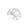 Single continuous line drawing of stylized sweet online croissant cake shop logo label. Emblem pastry store concept. Modern one Royalty Free Stock Photo