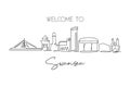 Single continuous line drawing of Swansea city skyline, United Kingdom. Famous city landscape. World travel concept home wall