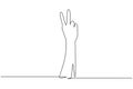 Single continuous line drawing symbol of peace. Number two hand count. Learn to count numbers. Concept of education for children.