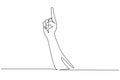 Single continuous line drawing symbol of victory or champion. Number one hand count. Learn to count numbers. Concept of education