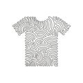 Single continuous line drawing t-shirt vector clothes icon or sign in thin line style. Geometric shapes. Outline figures for