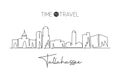 Single continuous line drawing of Tallahassee skyline, Florida. Famous city scraper landscape. World travel home wall decor art