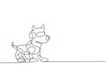 Single continuous line drawing toy robot with intelligence robotic dog or artificial pet friend technology. High tech Royalty Free Stock Photo