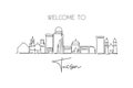 Single continuous line drawing of Tucson city skyline, Arizona. Famous city scraper landscape. World travel concept home wall