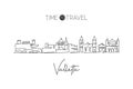 Single continuous line drawing Valletta skyline, Malta. Famous city scraper landscape. World travel destination concept home decor