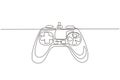 Single continuous line drawing video games PlayStation gaming controller. Computer game competition. Gaming concept for fun.