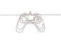 Single continuous line drawing video games PlayStation gaming controller. Computer game competition. Gaming concept for fun. Royalty Free Stock Photo