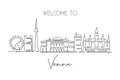 Single continuous line drawing of Vienna city skyline, Austria. Famous city scraper landscape. World travel home art wall decor Royalty Free Stock Photo