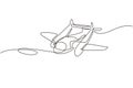 Single continuous line drawing vintage airplanes models. Retro motor aircraft with propeller icon. Monoplane and biplane planes. Royalty Free Stock Photo