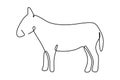 Single continuous line drawing of walking donkey for ranch logo identity. Tiny horse size mascot concept for donkey farm Royalty Free Stock Photo